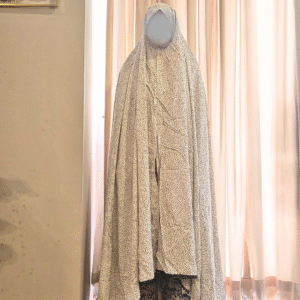 White & Black Polka Dot Soft Malai Linen Namaz Chadar with Lace Border