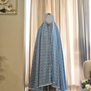 Sky Blue Floral Soft Malai Linen Namaz Chadar with Lace Border