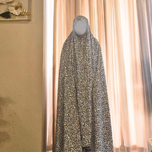 Blue & White Leopard Print Soft Malai Linen Namaz Chadar with Lace Border