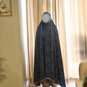 Classic Blue Printed Soft Malai Linen Namaz Chadar with Lace Border