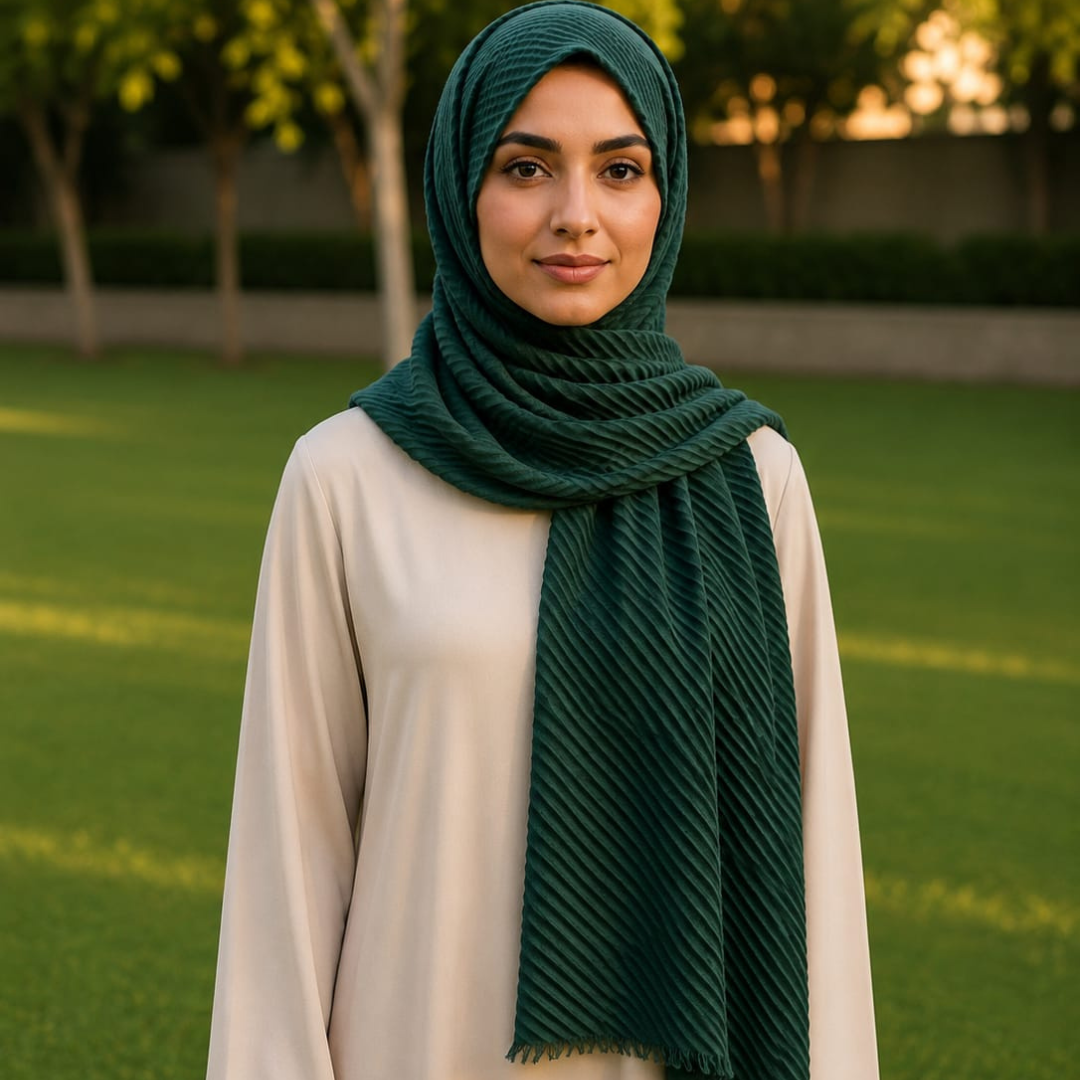 Premium Crinkle Lawn Soft Lightweight Summer Scarf – Moss Green
