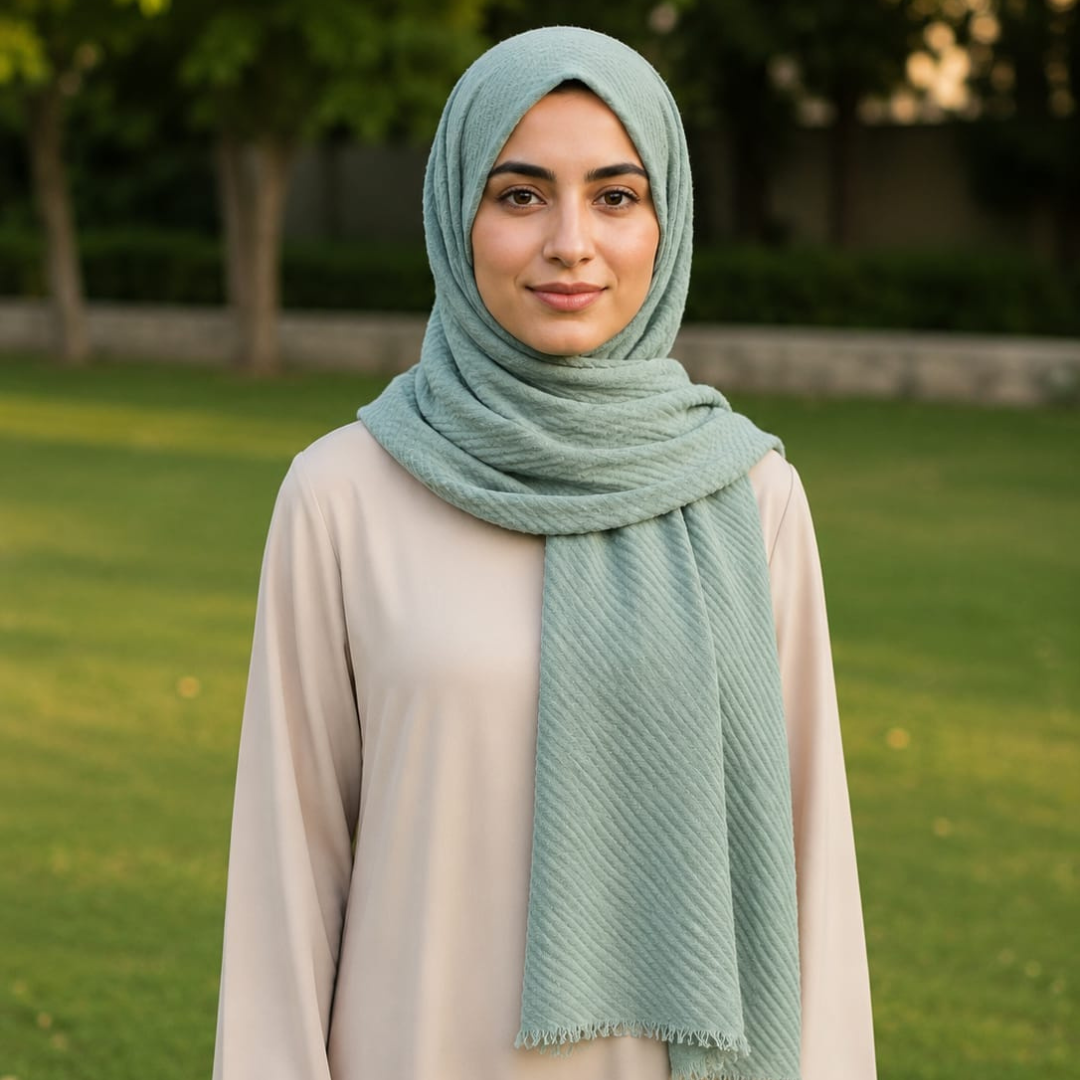 Premium Crinkle Lawn Soft Lightweight Summer Scarf – Sage Green