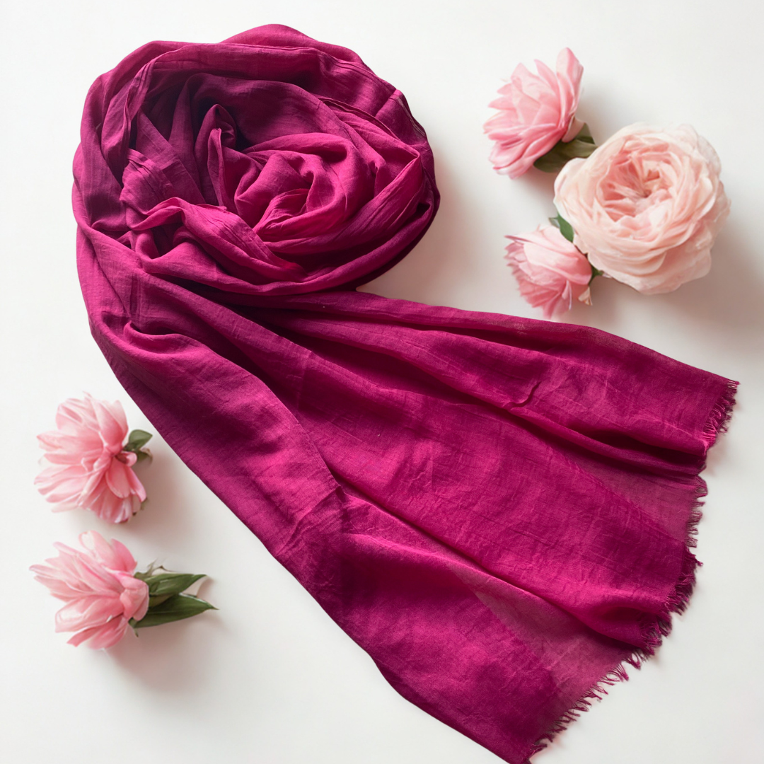 Premium Pure Soft Lawn Scarf – Shocking Pink - Image 2