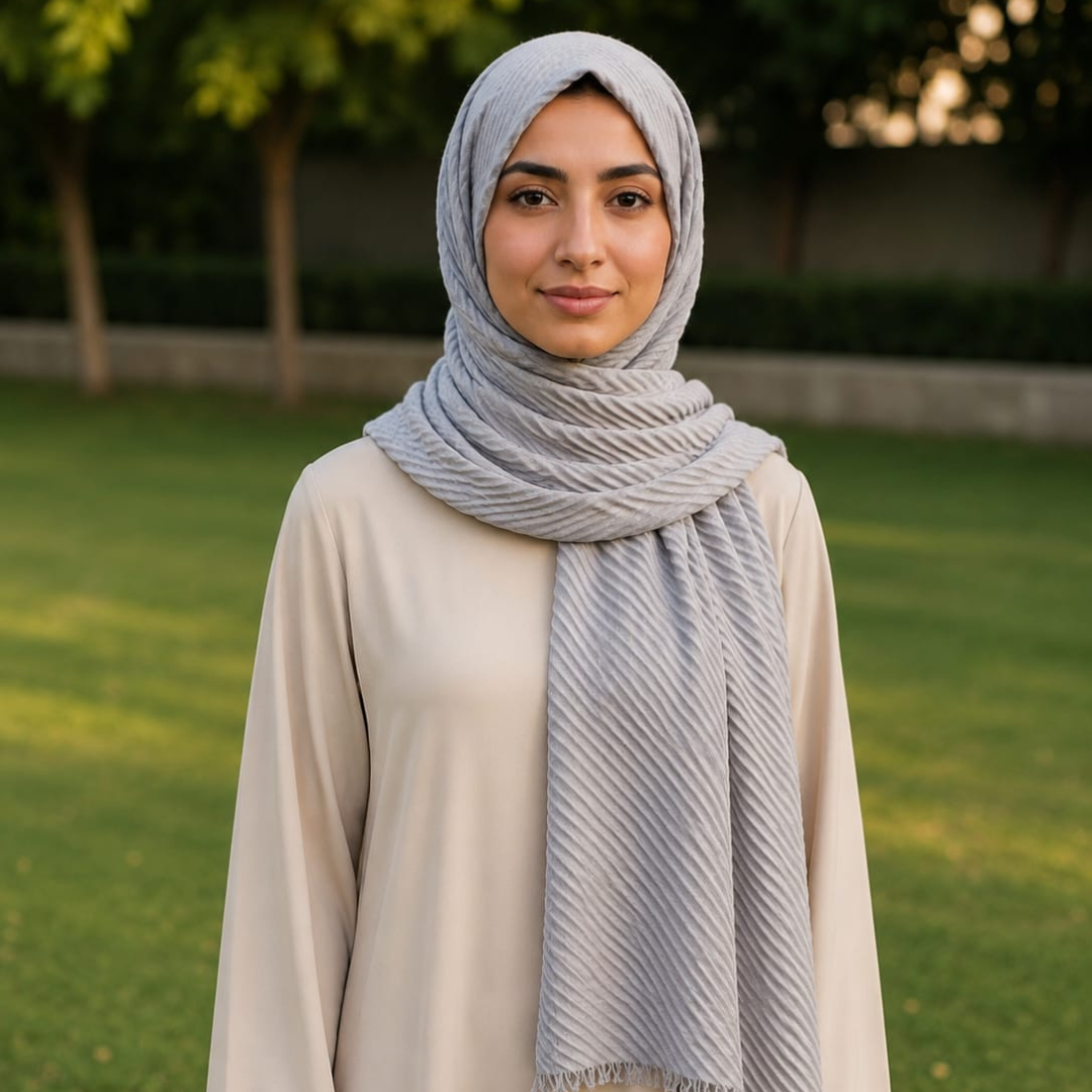 Premium Crinkle Lawn Soft Lightweight Summer Scarf – Light Grey