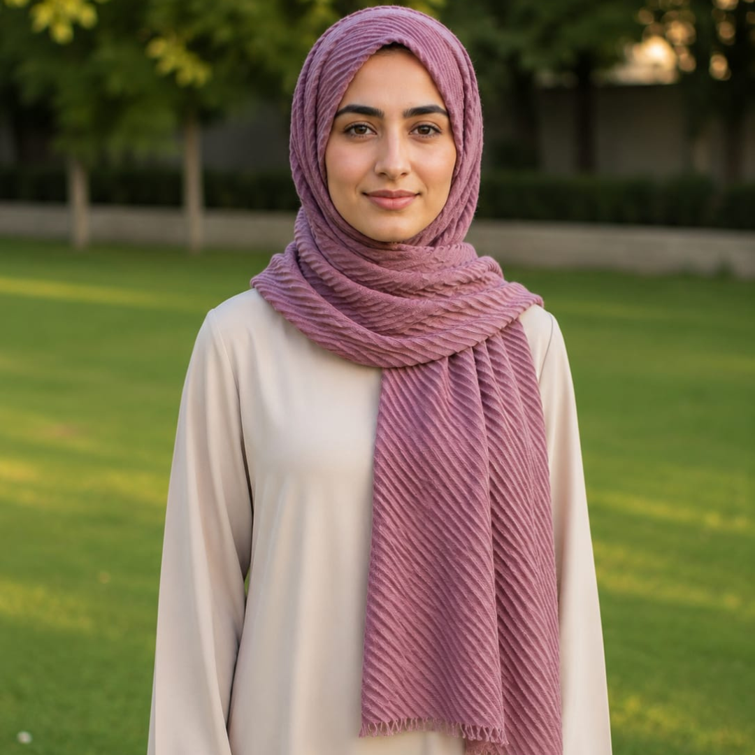 Premium Crinkle Lawn Soft Lightweight Summer Scarf – Tea Pink
